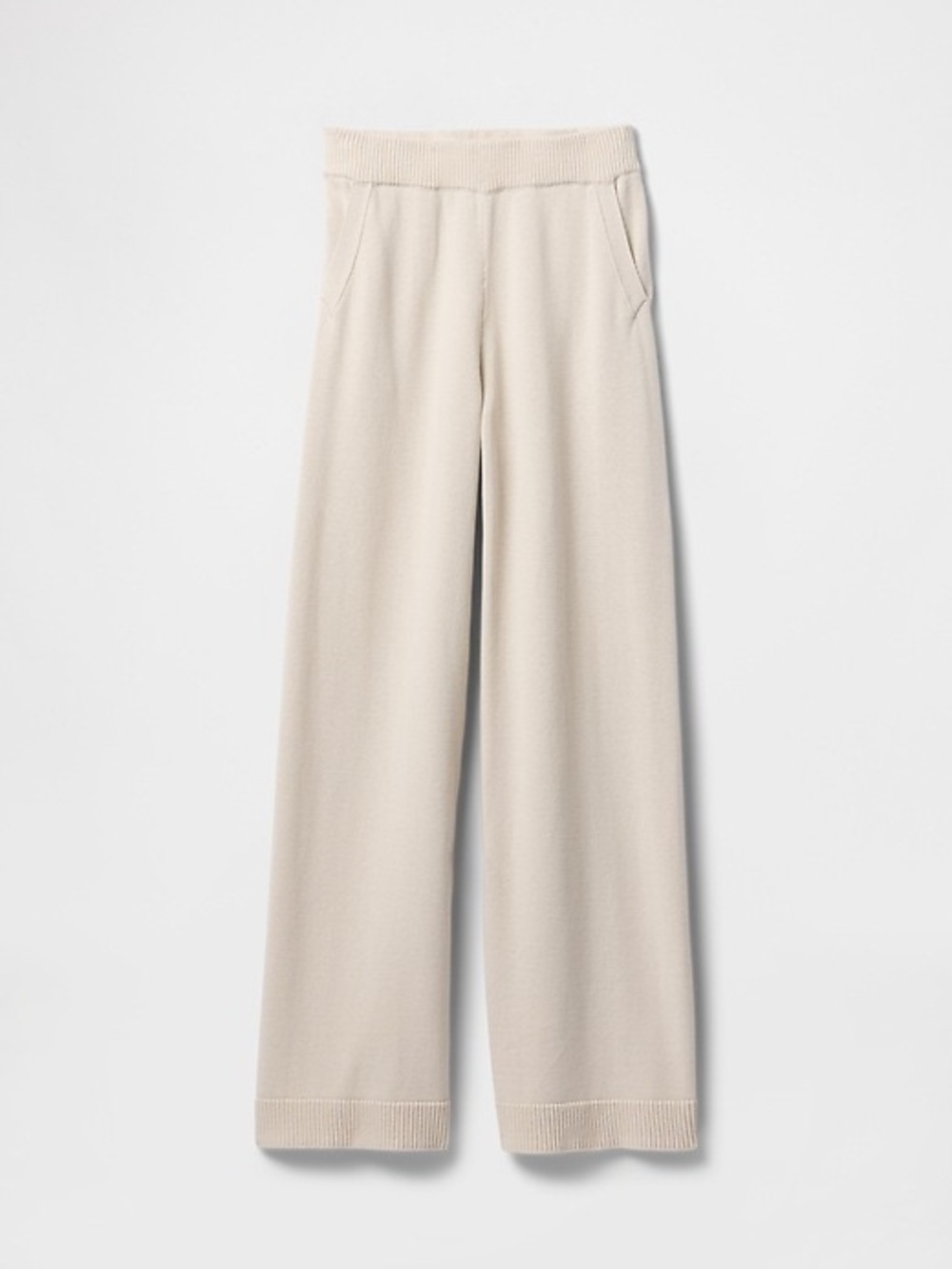 GAP Cream 100% Cotton Relaxed Sweater Knit Wide-Leg Pants PETITE